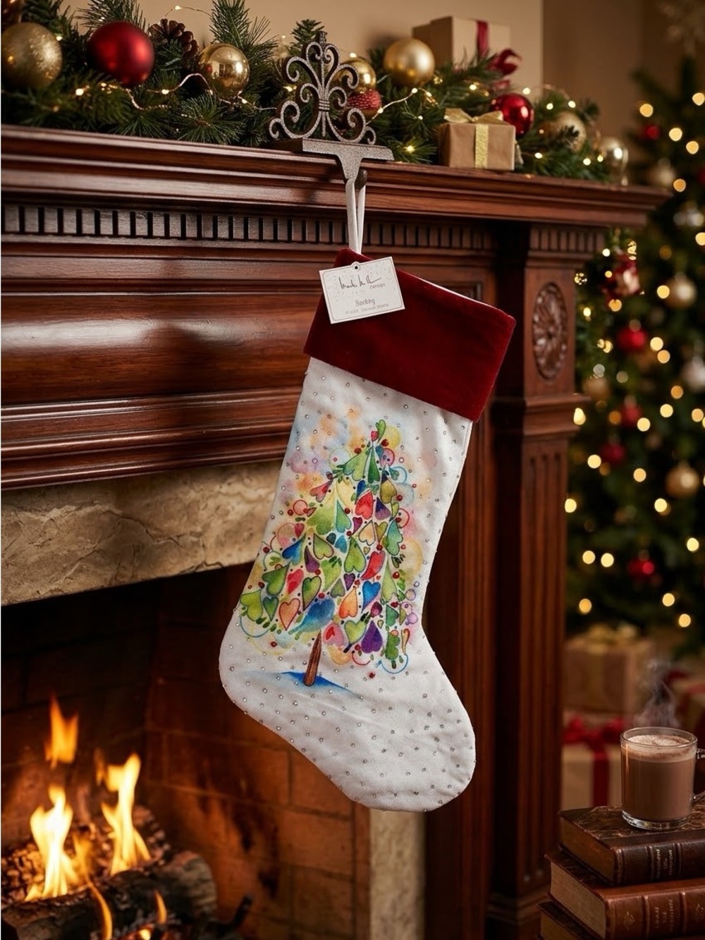 Nicole Miller Home beaded holiday stocking NWT